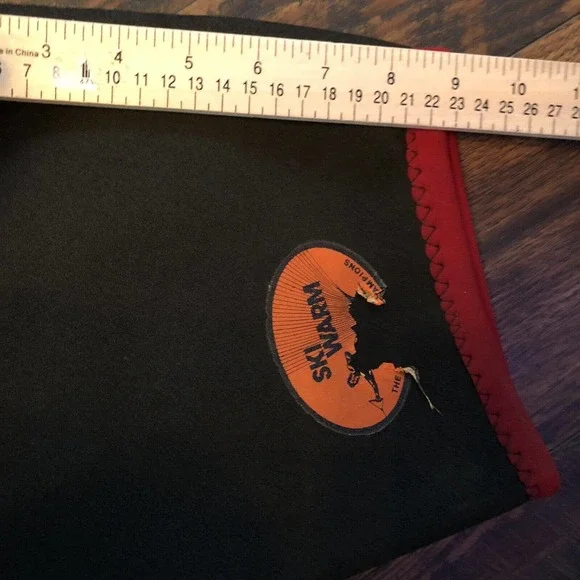 SKI WARM WETSUIT LARGE APPROX 26” WAIST 9” INSEAM ZIP UP WATER SKIING BLACK RED - Picture 12 of 12